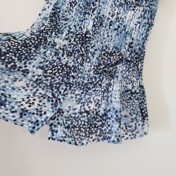 Vintage Y2K Sheer Button-Up‎ Pleated Polka Dot Blouse Womens L Feminine Casual - Picture 3 of 8